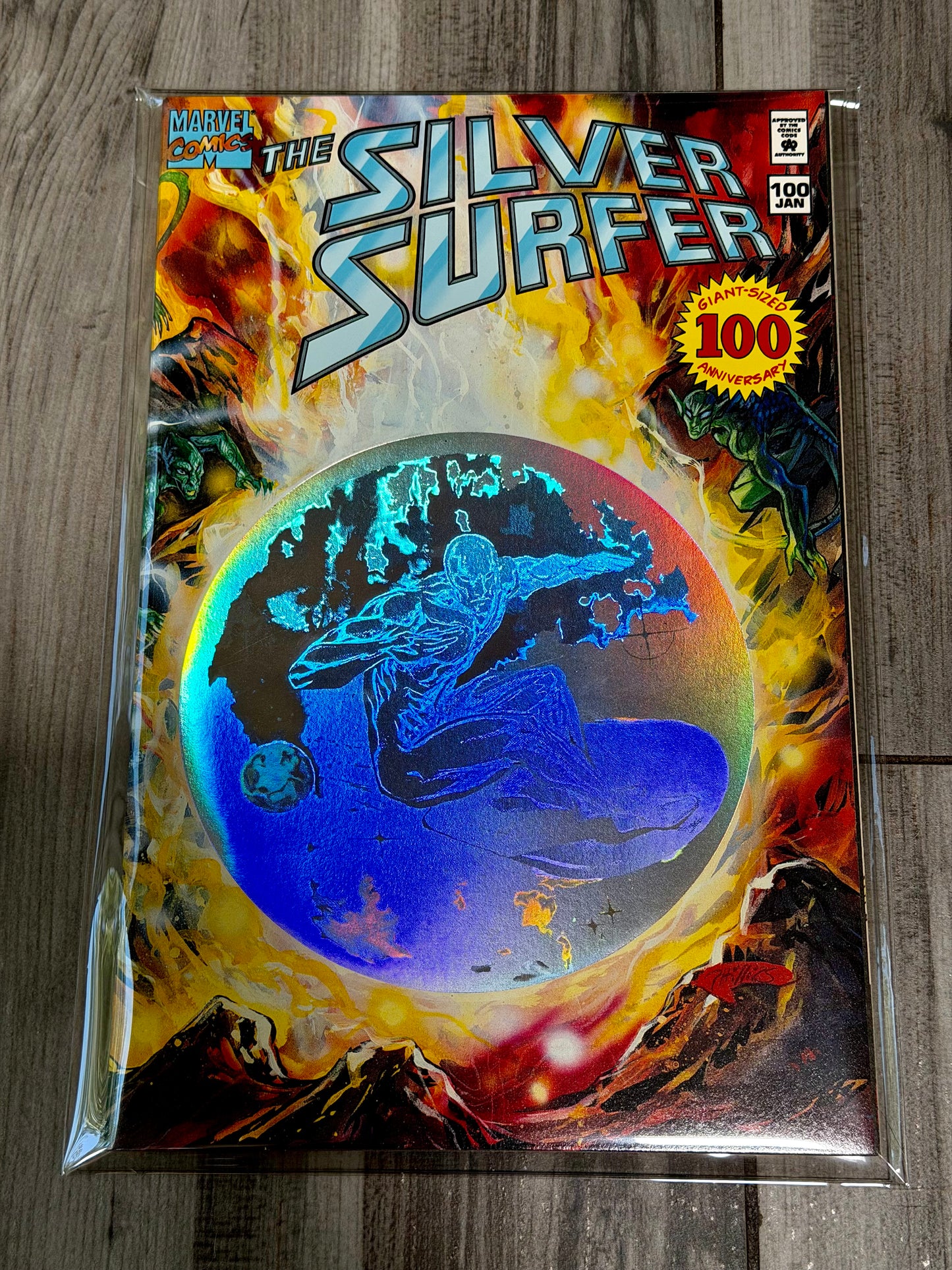 
                  
                    Silver Surfer Newsstand Edition Wraparound Cover issue #100
                  
                
