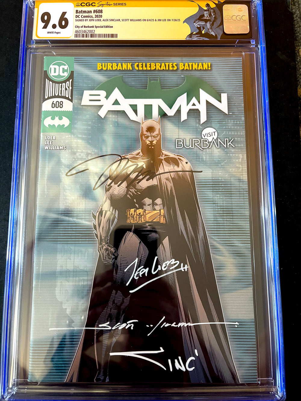 Batman Burbank Variant #608 CGC SS 9.6 Signed By Jim Lee, Scott