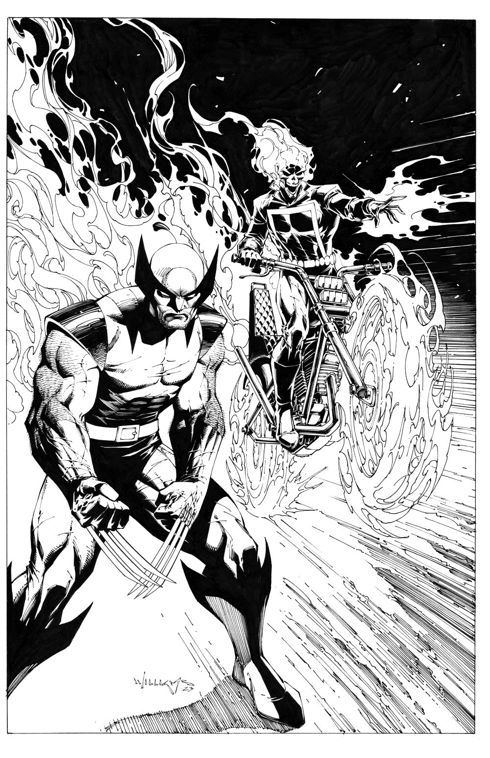 Wolverine & Ghost Rider Original Art 11X17 BY SCOTT WILLIAMS / SOLD ...